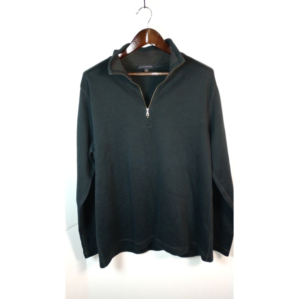 Banana Republic Mens Black 1/4 Zip Pullover Sweatshirt Size XL 100% Cotton